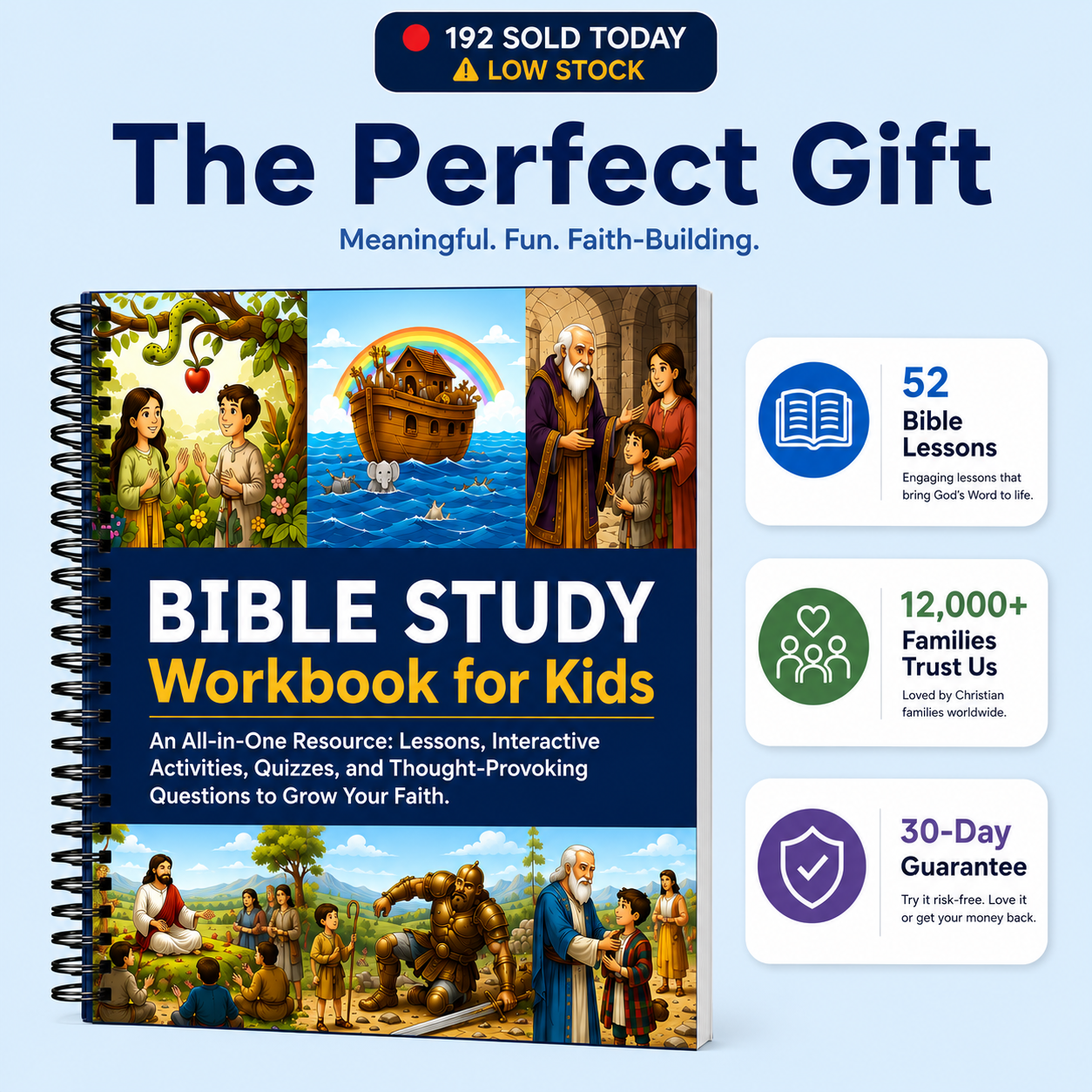 Bible Study Workbook With Lessons, Activities & Quizzes